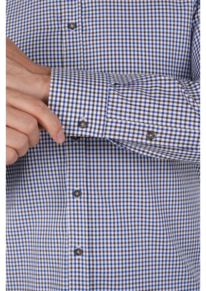 Uzun Kollu Kahve Kareli Regular Fit Erkek Gömlek GMEKS252096_E11 fırsatları