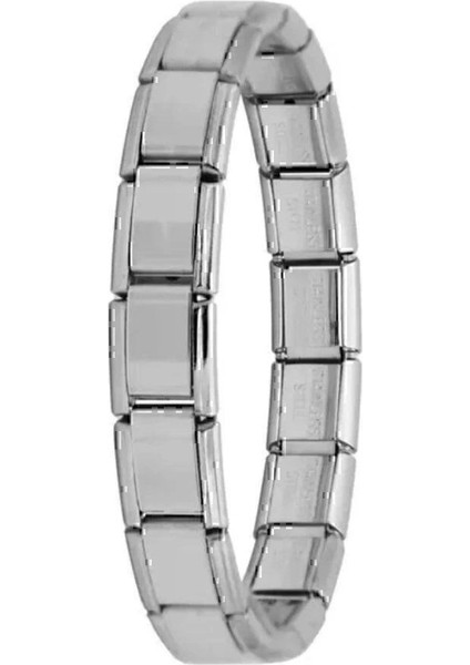 Gümüş Renk 18 Parçadan Oluşan Unisex 18 Cm. Nomi Italyan Charm Çelik Bileklik (Yazısız)- 3120