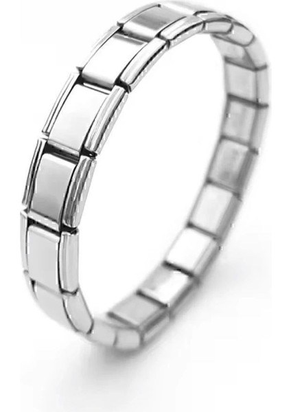 Gümüş Renk 18 Parçadan Oluşan Unisex 18 Cm. Nomi Italyan Charm Çelik Bileklik (Yazısız)- 3120 fiyatları