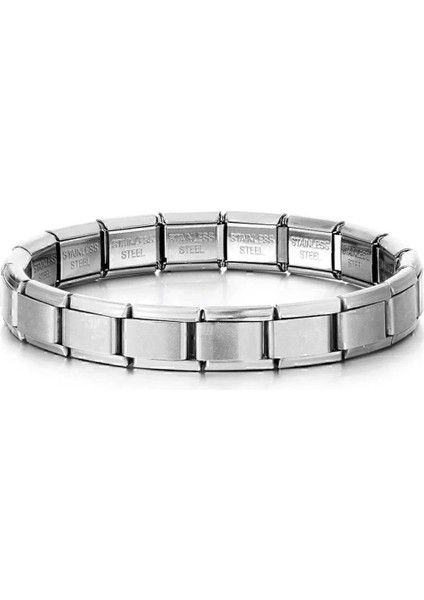 Gümüş Renk 18 Parçadan Oluşan Unisex 18 Cm. Nomi Italyan Charm Çelik Bileklik (Yazısız)- 3120 fırsatları