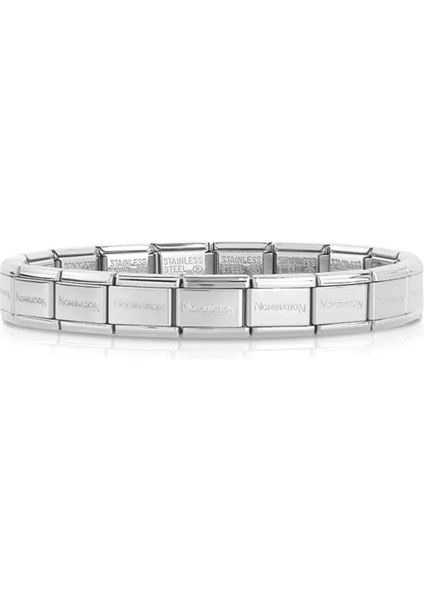 Gümüş Renk 18 Parçadan Oluşan Unisex 18 Cm. Nomi Italyan Charm Çelik Bileklik (Yazısız)- 3120