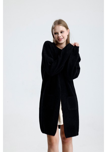 Düğme Detaylı Sakallı Triko Ceket