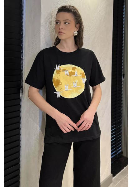 Bisiklet Yaka Taş Işlemeli Baskılı Kadın Tişört P-00016724 fiyatları