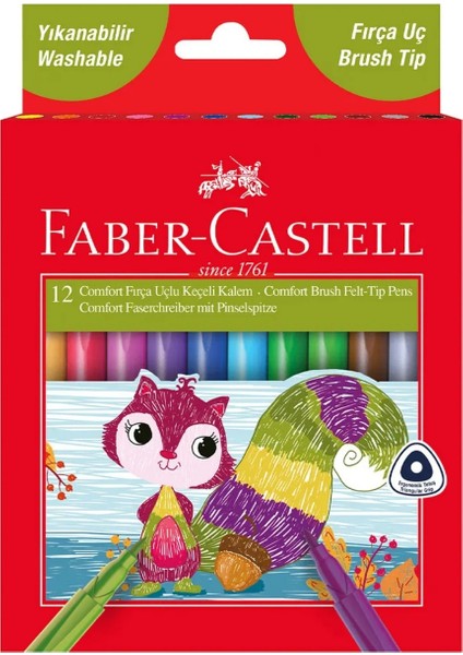 Comfort Fırça Uçlu Keçeli Kalem 12 Renk,Yıkanabilir, Ergonomik ve Çevre Dostu Tasarım