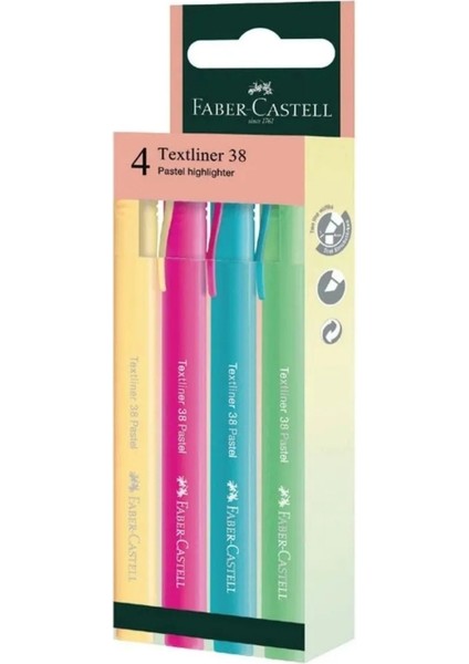 Pastel 4'lü Fosforlu Kalem, İnce Uç, Yumuşak Renkler