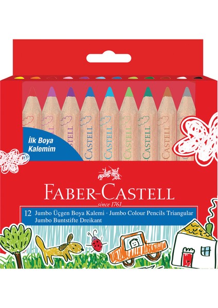 İlk Boya Kalemim Jumbo Yarım Boy 12 Renk, Ergonomik Tasarım, Canlı Renkler