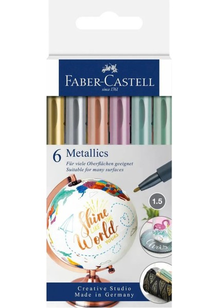 Metalik Markör Kalem 6'lı Set,Çok Yüzeyli Kullanım, Su Bazlı