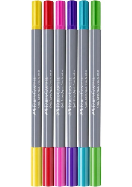 Goldfaber Aqua Çift Uçlu Markör 6'lı Candy Set,Su Bazlı,Fırça ve Fineliner Uçlu,Yıkanabilir Mürekkep modelleri