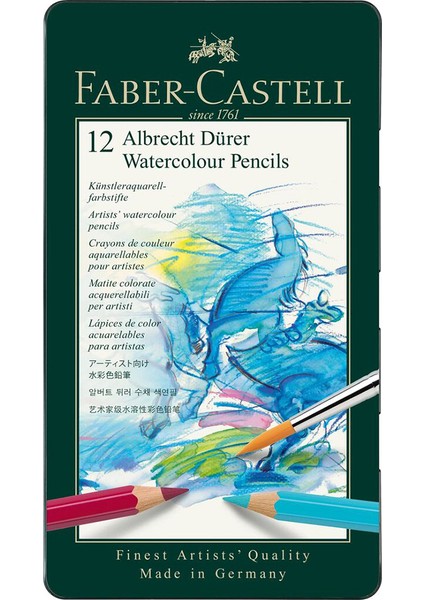 Albercht Dürer Aquarell 12'li Boya Kalemi,Suda Çözünür,Canlı Renkler, Yüksek Pigmentli