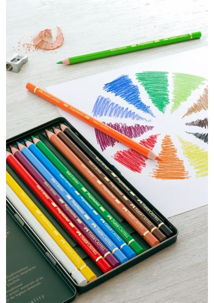 Polychromos 12 Renk Boya Kalemi, Örtücü ve Parlak Renkler, Yüksek Pigmentli, Metal Kutulu fırsatları