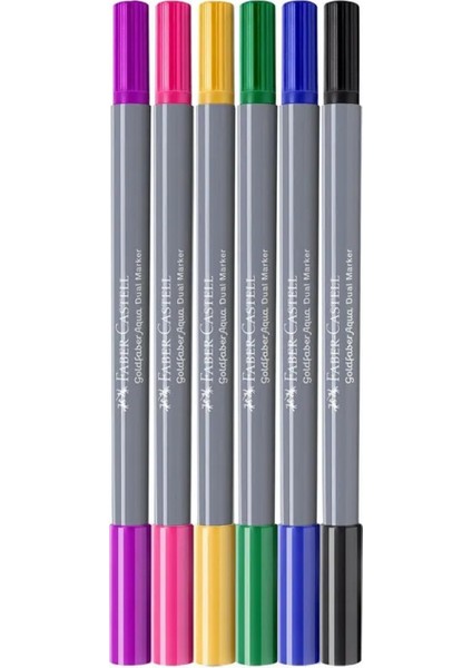 Goldfaber Aqua 6’lı Çift Uçlu Graffiti Markör Seti, Su Bazlı, Fırça ve Fineliner Uçlu modelleri