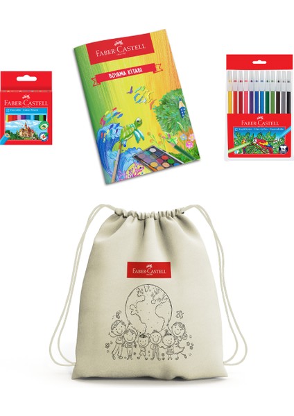 Çocuk Boyama Seti,Keçeli Kalem,Boya Kalemi,32 Sayfa A4 Boyama Kitabı,Boyanabilir Büzgülü Bez Çanta