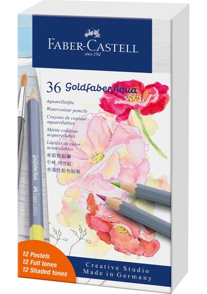 Goldfaber Aqua Boya Kalemi Hediye Seti 36’lı, 12 Pastel ve 24 Klasik Renk, Yüksek Pigmentli