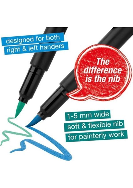 Black Edition Keçeli Kalem Fırça Uç 10’lu, Parlak Renkler, Yazım ve Boyama İçin Uygun, Yumuşak indirimleri