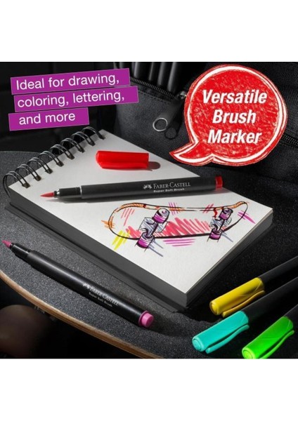 Black Edition Keçeli Kalem Fırça Uç 10’lu, Parlak Renkler, Yazım ve Boyama İçin Uygun, Yumuşak