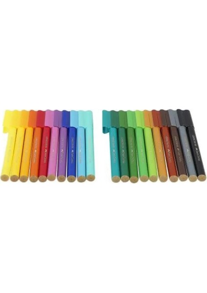 Keçeli Kalem Seti, 20 Renk, Birbirine Bağlanabilir Kapak, Örtücü Renkler, Yıkanabilir Mürekkep modelleri