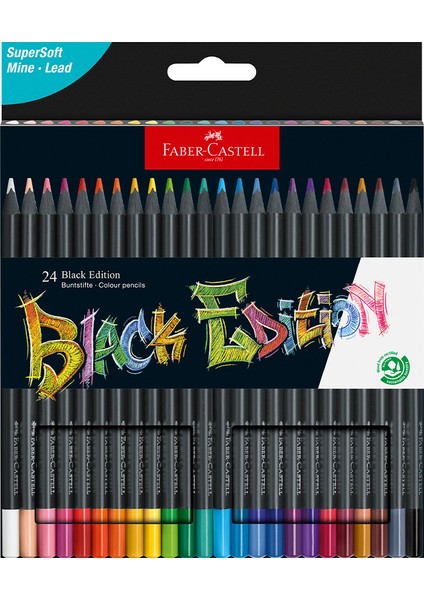Black Edition Boya Kalemi, 24 Renk, Siyah Kağıda Uyumlu, Ergonomik Üçgen Gövde