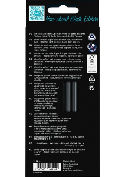 Black Edition Boya Kalemi 12’li Skin Tones, Siyah Lata, Siyah Kağıda Uyumlu, Ergonomik Üçgen Gövde fiyatları
