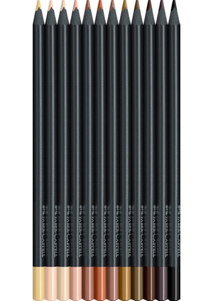 Black Edition Boya Kalemi 12’li Skin Tones, Siyah Lata, Siyah Kağıda Uyumlu, Ergonomik Üçgen Gövde modelleri