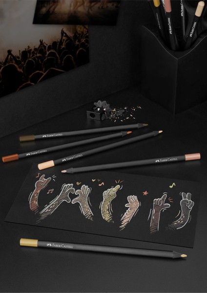 Black Edition Boya Kalemi 12’li Skin Tones, Siyah Lata, Siyah Kağıda Uyumlu, Ergonomik Üçgen Gövde fırsatları