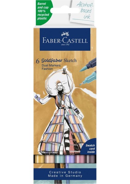 Goldfaber Sketch Marker Fashion 6'lı Set,Çift Fineliner Uçlu