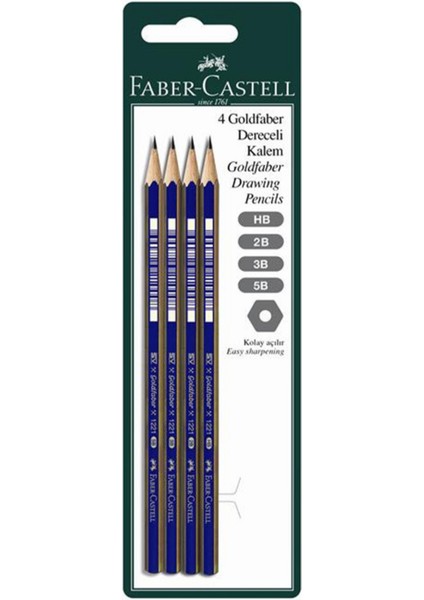 Goldfaber Dereceli Kurşun Kalem Seti (HB, 2B, 3B, 5B),Profesyonel Çizim ve Yazım