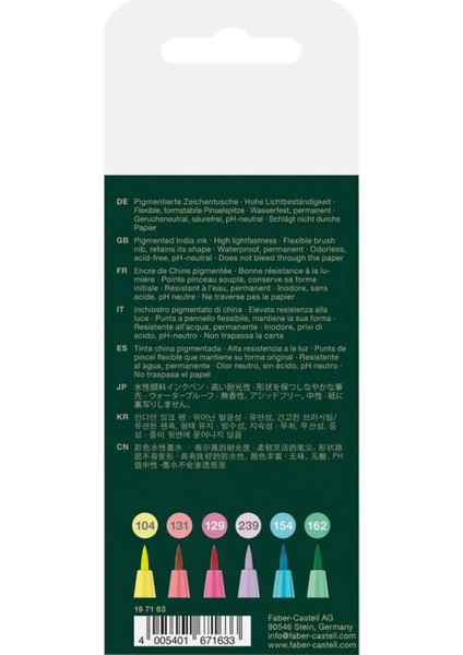 Pitt Çizim Kalemi Fırça Uçlu 6'lı Pastel Renk Seti, Suya Dayanıklı Mürekkep fiyatları