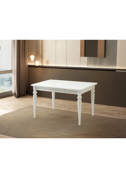 Yandan Açılır Büyüyen Yemek Masası 60 x 90 cm Beyaz-Beyaz Ayaklı Sadece Masa Fiyatıdır