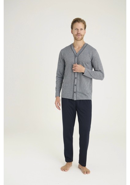 Kocabey 9225 Erkek V.yaka Boydan Düğmeli Pijama Takım