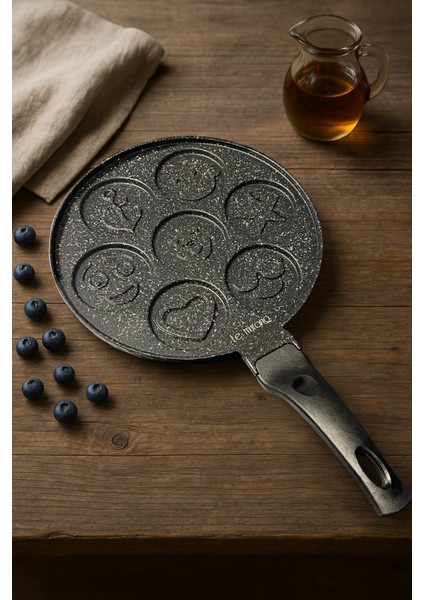 Happy Emojili Granit Pankek Tavası 28CM | Siyah