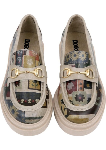 Kadın Vegan Deri Krem Loafer - Anatolian Patterns Tasarım fiyatları