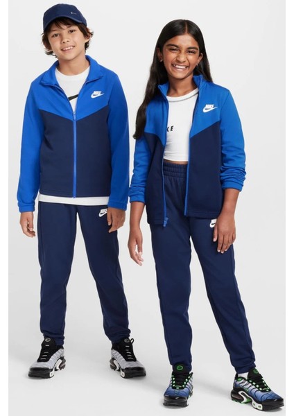 Sportswear Kid's Tracksuit Poly Unisex Çocuk Eşofman Takımı Mavi