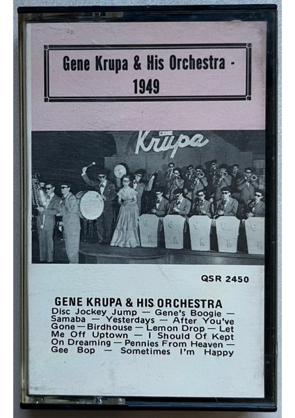 Gene Krupa & His Orchestra 1949 Kaset (Orijnal Dönem Kağıt Baskı Kaset)