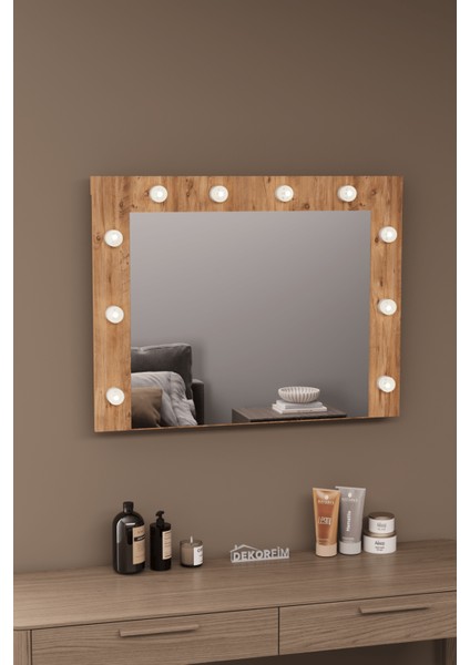 DF06101 Raflı Dekoratif Kulis Işıklı Duvar Aynası Makyaj Aynası