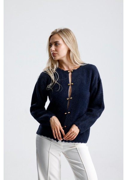 Önü Aksesuar Kapamalı Hırka,ceket