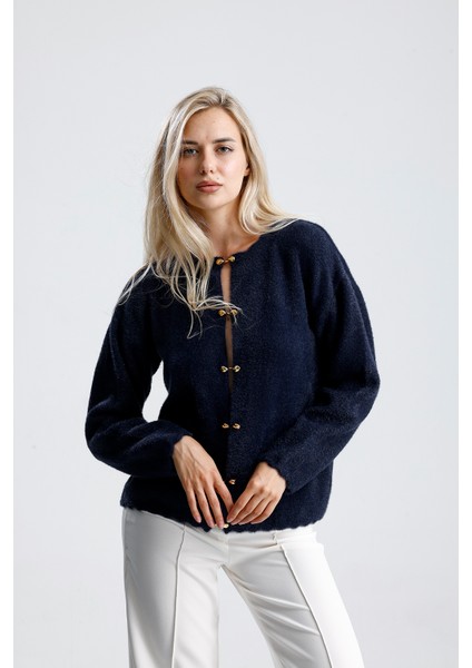 Önü Aksesuar Kapamalı Hırka,ceket