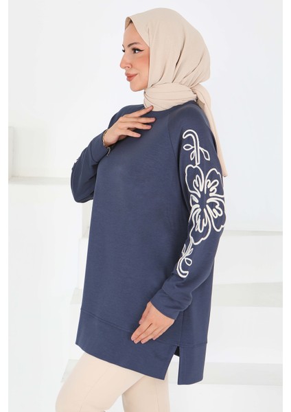 Kolları Nakış Detaylı Modal Tunik Antrasit - 27703 modelleri
