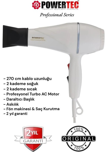 TR-501 Profesyonel 2500 W Fön Makinesi – 2 Kademeli Hız