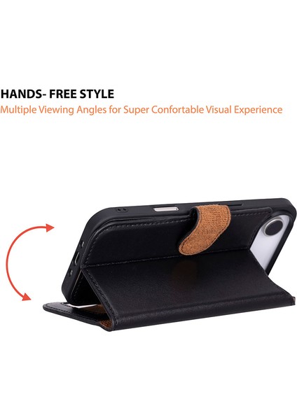 Bloomcase Magic Wallet Obsidian Black Hakiki Deri iPhone 17 Air(6.5") Cüzdanlı Telefon Kılıfı fırsatları