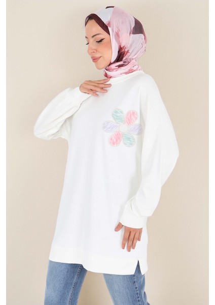 Çiçek Işlemeli Oysho Tunik Beyaz - 27672