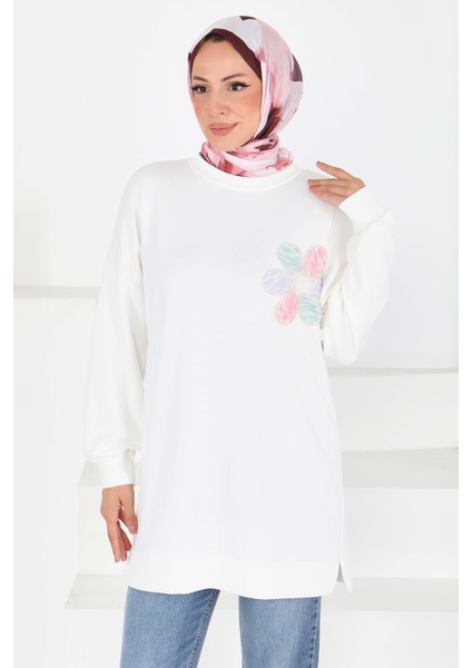 Çiçek Işlemeli Oysho Tunik Beyaz - 27672 modelleri