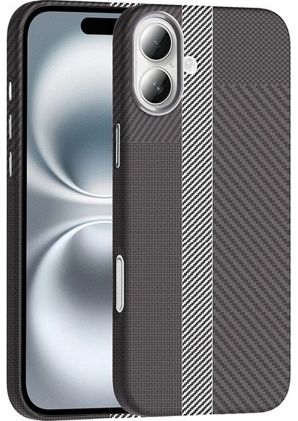 Apple iPhone 16 Plus Kılıf M-Safe Şarj Özellikli Karbon Fiber Görünümlü Zore Gros Kapak