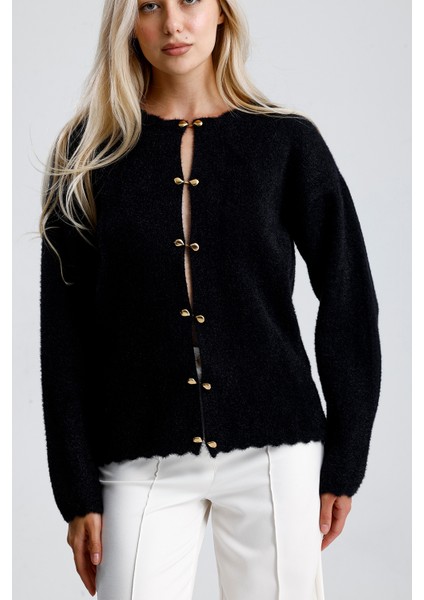 Önü Aksesuar Kapamalı Hırka,ceket