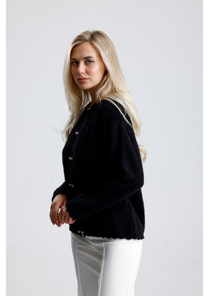 Önü Aksesuar Kapamalı Hırka,ceket