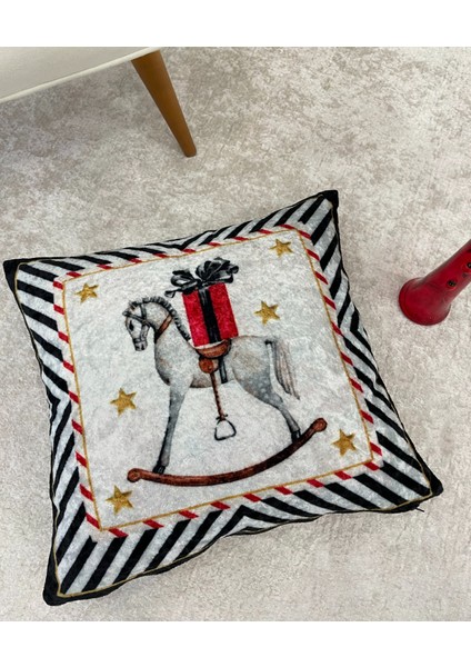 Açık Gri Renk At Desenli Kırlent Kılıfı 45X45 fiyatları