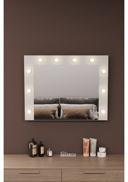 DF06101 Raflı Dekoratif Kulis Işıklı Duvar Aynası Makyaj Aynası modelleri