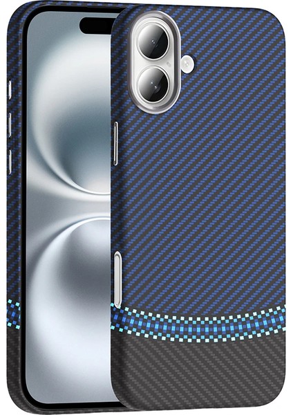 Apple iPhone 16 Plus Kılıf M-Safe Şarj Özellikli Karbon Fiber Görünümlü Zore Gros Kapak