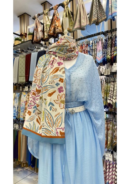 Botanik Desen Şal Bebe Mavi