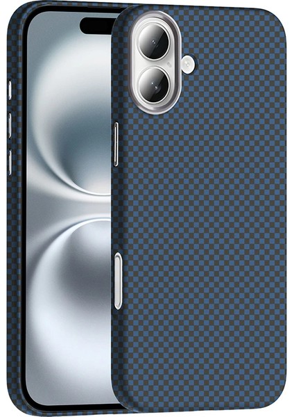 Apple iPhone 16 Plus Kılıf M-Safe Şarj Özellikli Karbon Fiber Görünümlü Zore Gros Kapak