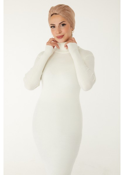 Triko Elbise Ekru - 27754-EKRU